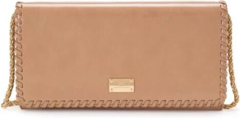 Elisabetta Franchi Dove Grey Synthetisch Leren Clutch met Afneembare Ketting Beige Dames