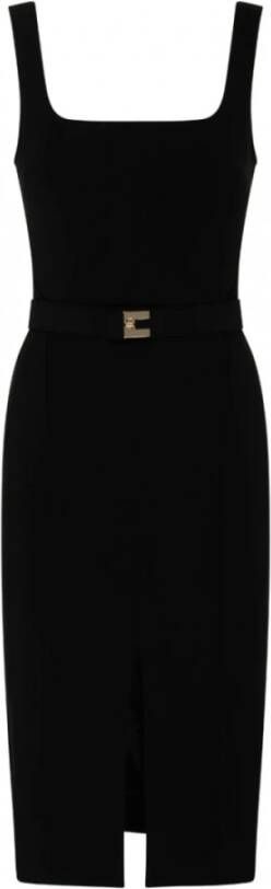 Elisabetta Franchi Zwarte mouwloze jurk met riem Black Dames