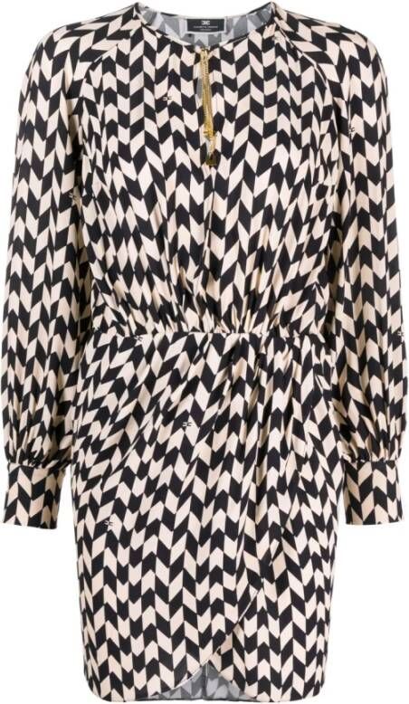 Elisabetta Franchi Multicolor V-hals jurk met metalen hangers Meerkleurig Dames