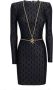 Elisabetta Franchi Zwarte jurk met logo patroon en gouden ketting accessoire Zwart Dames - Thumbnail 1