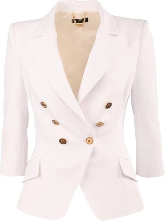 Elisabetta Franchi Dubbelbreasted jasje White Dames