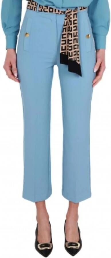 Elisabetta Franchi Elegante Cropped Crêpe Broek Blauw Dames