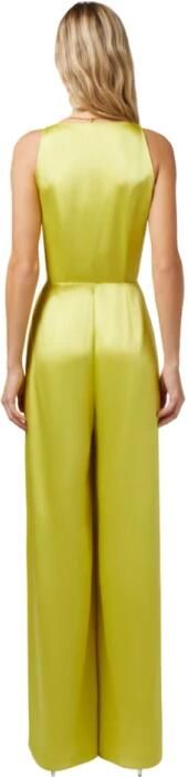 Elisabetta Franchi Gele Palazzo Broek met Gedrapeerde Halslijn Yellow Dames - Foto 5