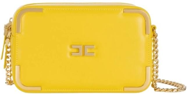 Elisabetta Franchi Gele Schoudertas met Kettingriem Yellow Dames