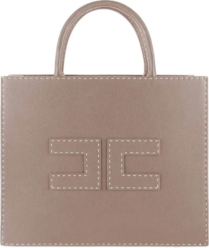 Elisabetta Franchi Grijze Synthetisch Leren Tote Tas Beige Dames