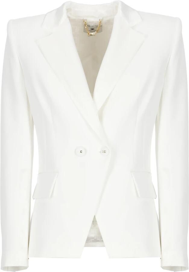 Elisabetta Franchi Ivoor Blazer met Klassieke Revers Beige Dames