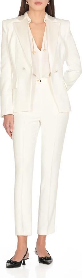 Elisabetta Franchi Ivoor Blazer met Klassieke Revers Beige Dames - Foto 3