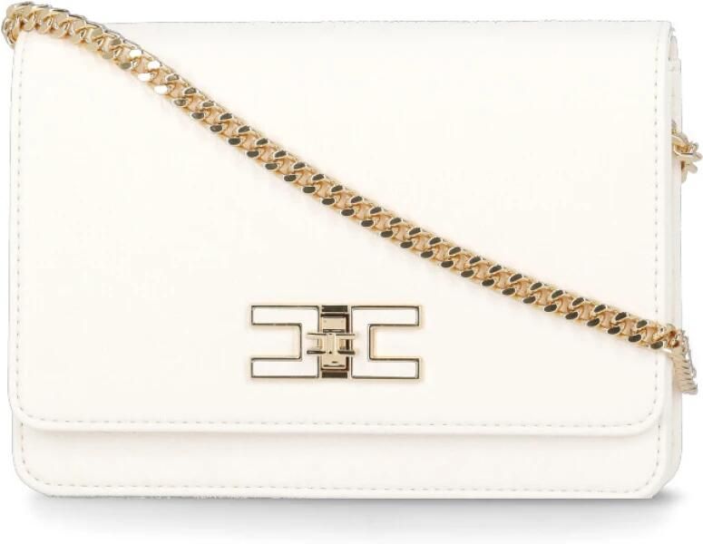 Elisabetta Franchi Ivoor Ketting Schouder Pochette Tas Beige Dames
