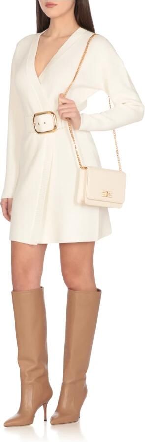 Elisabetta Franchi Ivoor Ketting Schouder Pochette Tas Beige Dames - Foto 6