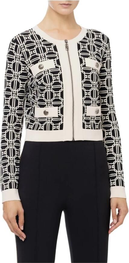 Elisabetta Franchi Korte Cardigan Sweater Black Dames