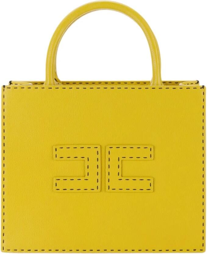 Elisabetta Franchi Poeder Lurex Blend Mini Jurk Yellow Dames