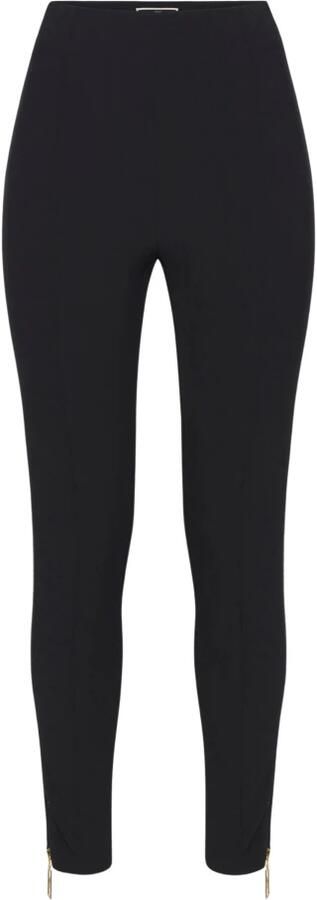 Elisabetta Franchi Rechte elastische crêpe broek met rits Black Dames