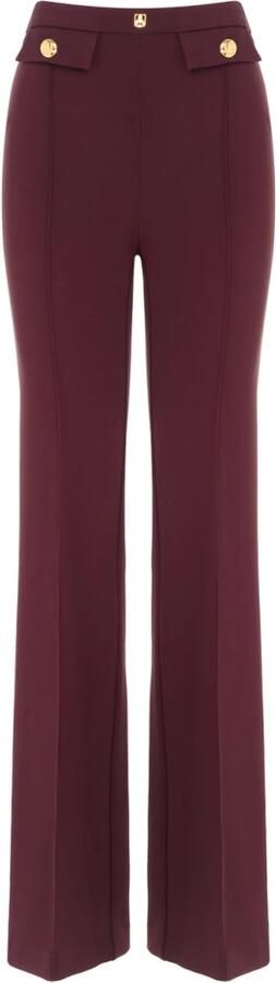 Elisabetta Franchi Rode Zwarte Broek Pa02546E2-Cg3 Red Dames
