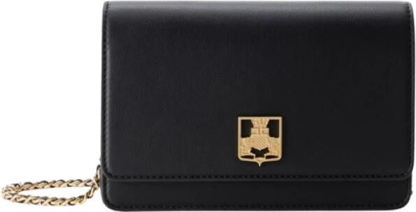 Elisabetta Franchi Schoudertas met Logo Plaat in Zwart Black Dames