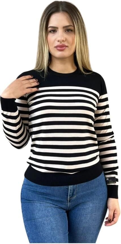Elisabetta Franchi Stijlvolle Gebreide Top Black Dames
