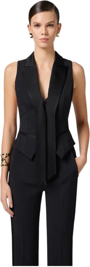 Elisabetta Franchi Stijlvolle Gilet voor Vrouwen Black Dames - Foto 3