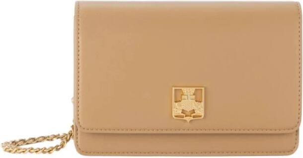 Elisabetta Franchi Stijlvolle Schoudertas met Logoplaat Brown Dames