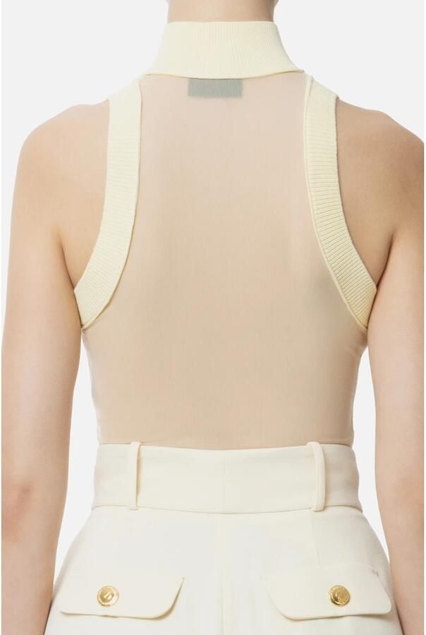 Elisabetta Franchi Stijlvolle Tule Inzet Jurk Yellow Dames - Foto 2