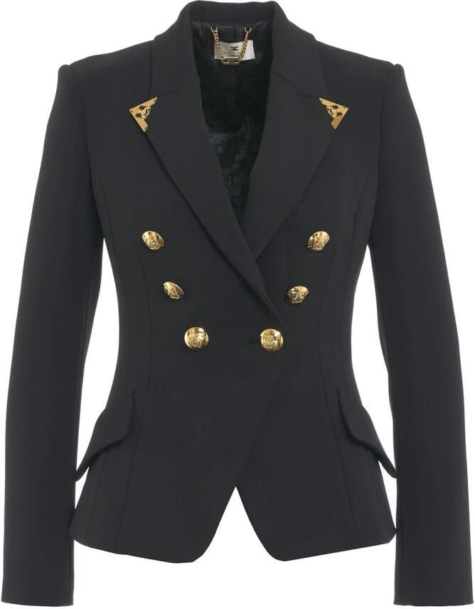 Elisabetta Franchi Zwarte Blazer Aw24 Dameskleding Black Dames