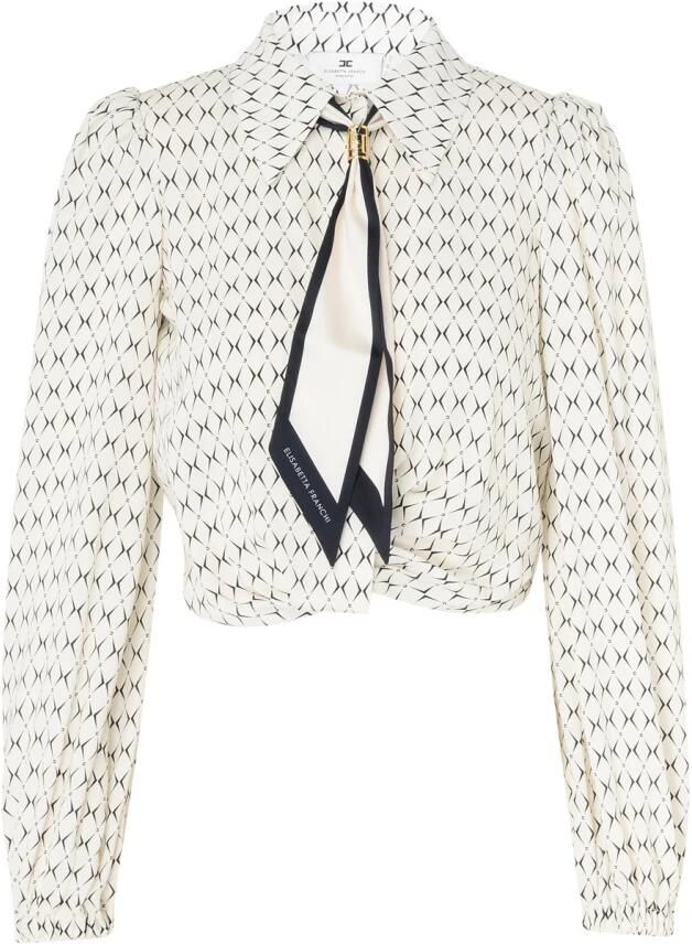 Elisabetta Franchi Zwarte Boter Shirt Beige Dames