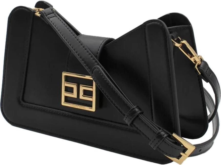 Elisabetta Franchi Zwarte tassen met gouden metalen logo Black Dames