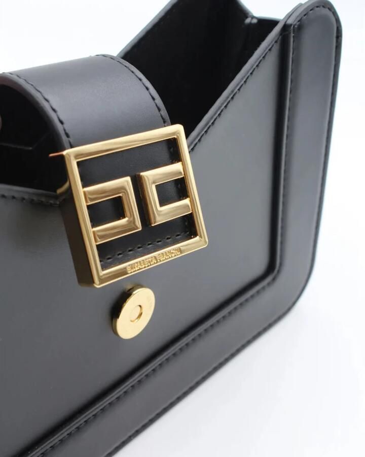 Elisabetta Franchi Zwarte tassen met gouden metalen logo Black Dames - Foto 3