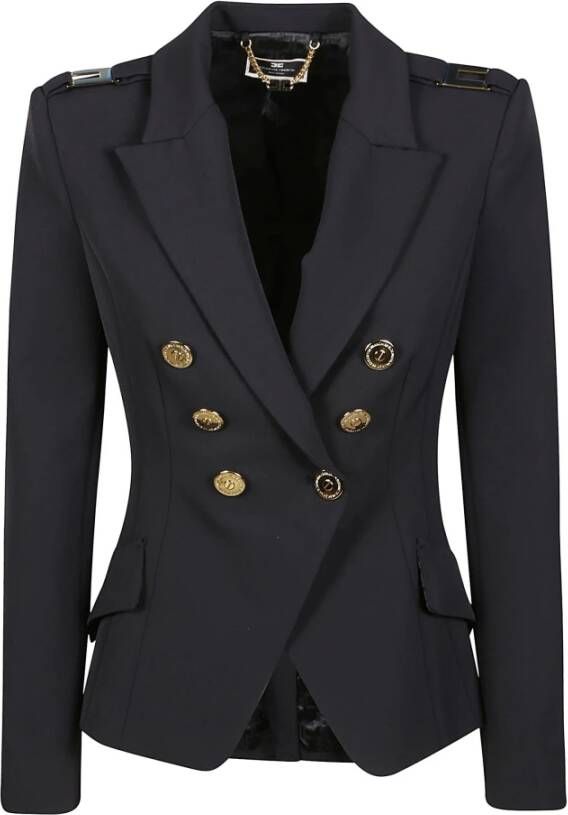 Elisabetta Franchi Essentiële Jas 110 Nero Zwart Dames