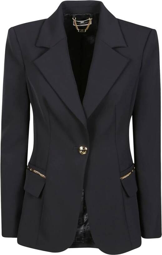 Elisabetta Franchi Essentiële Jas 110 Nero Zwart Dames