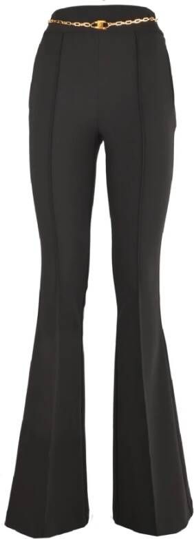 Elisabetta Franchi Zwarte broek met uitlopende onderkant van stretchstof Zwart Dames