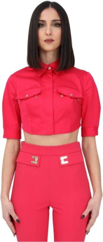 Elisabetta Franchi Fuchsia Katoenmix Shirt Jas Rood Dames