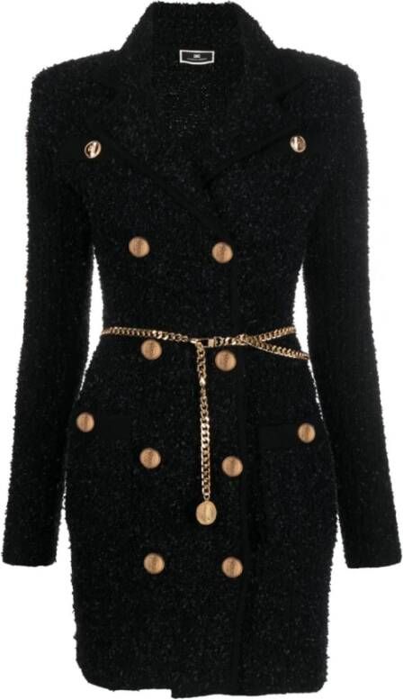 Elisabetta Franchi Gebreide jurk met riem Zwart Dames
