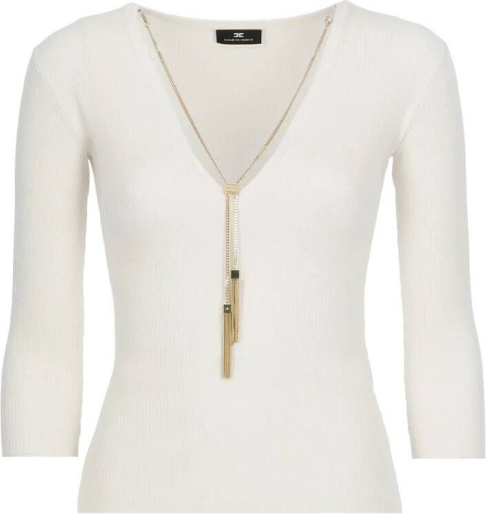 Elisabetta Franchi Witte Sweatshirt Elegant en Luxueus Wit Dames