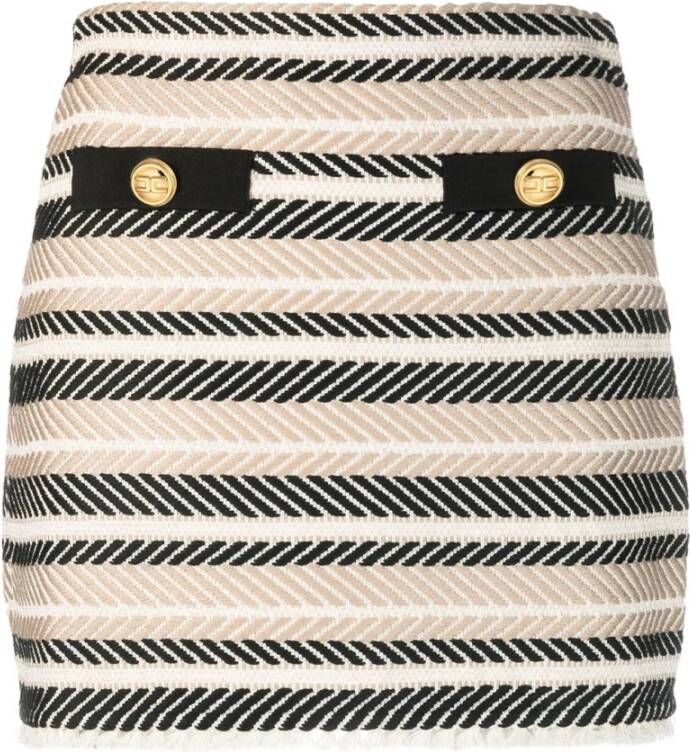 Elisabetta Franchi "Gebreide Mini Rok" Beige Dames