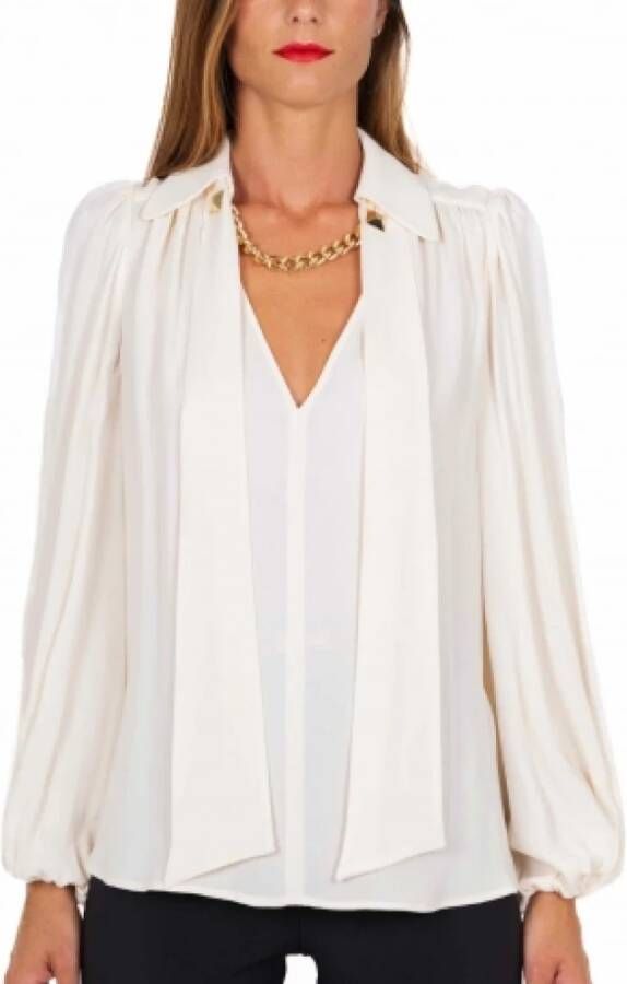 Elisabetta Franchi Georgette Blouse met Kettingdetail Beige Dames