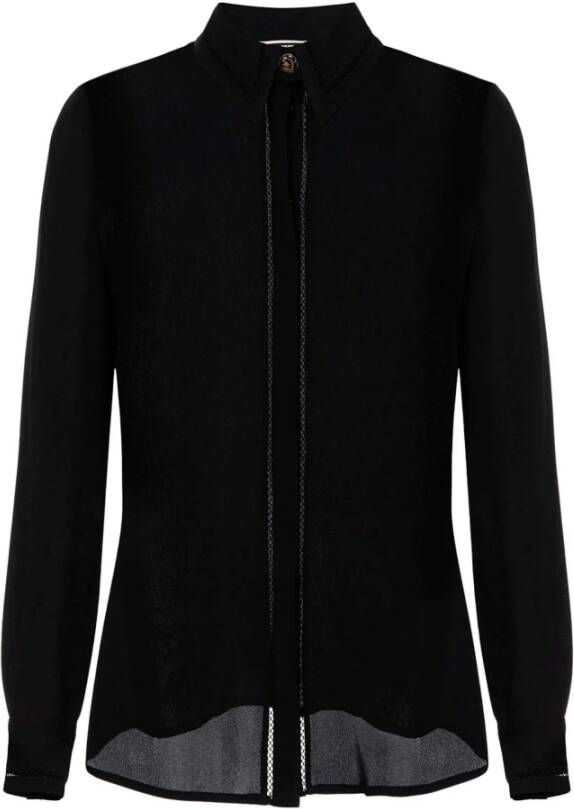 Elisabetta Franchi Georgette blouse met metalen manchetten Zwart Dames