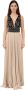 Elisabetta Franchi Lange jurk met geborduurd ruitjeslijfje en lurex jersey rok Beige Dames - Thumbnail 4