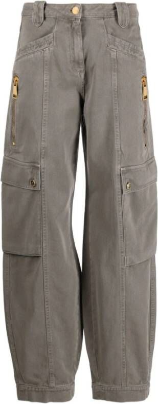 Elisabetta Franchi Groene broek met lage taille en gouden details Groen Dames