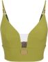 Elisabetta Franchi Elegante Groene Top met Gouden Logo Plaat Green Dames - Thumbnail 3