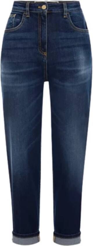 Elisabetta Franchi Hoge Taille Cropped Jeans Blauw Dames