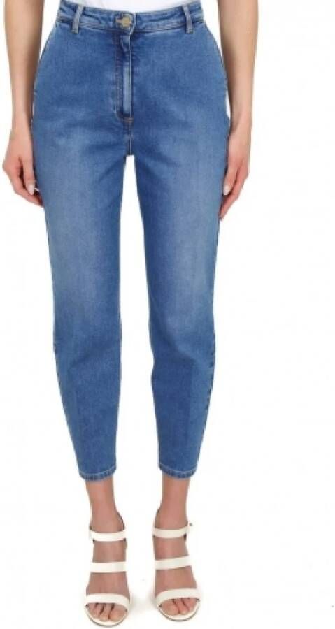 Elisabetta Franchi Hoge taille jeans met Amerikaanse zakken Blauw Dames