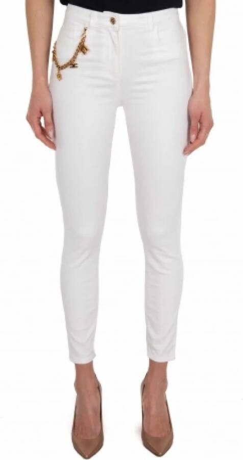 Elisabetta Franchi Hoge taille skinny jeans White Dames
