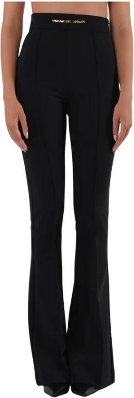 Elisabetta Franchi Hoge Taille Wijde Broek van Stretch Crêpe Stof Zwart Dames