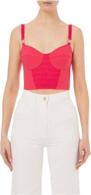 Elisabetta Franchi Fuchsia Bodice met Bustier Cuts en Tule Inzetstuk Roze Dames