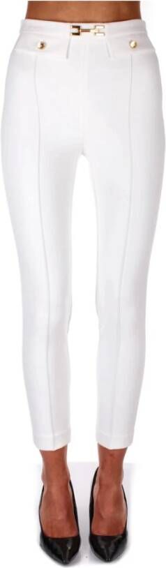 Elisabetta Franchi Ivoor Broek met Zijrits en Knoop White Dames