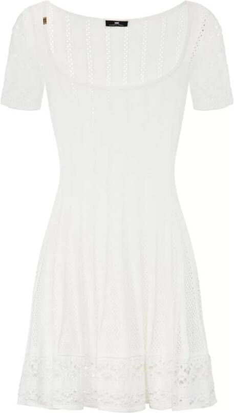 Elisabetta Franchi Ivoor kanten uitlopende jurk Wit Dames