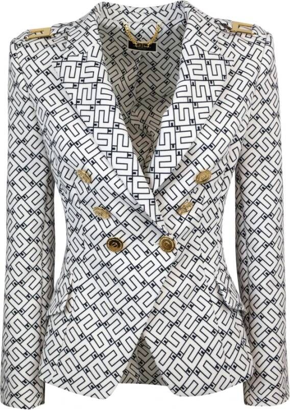 Elisabetta Franchi Getailleerde jas met asymmetrische voorkant Multicolor Dames