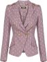 Elisabetta Franchi Double-breasted crepe stretch jasje met all-over logo Purple Dames - Thumbnail 5