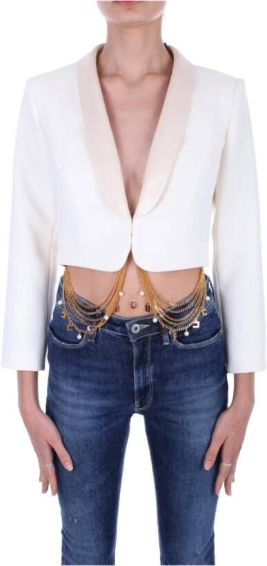 Elisabetta Franchi Jassen met versierde voorsluiting Beige Dames