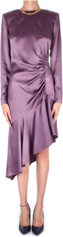 Elisabetta Franchi Jurk met Ritssluiting aan de Achterkant en Hoge Split Purple Dames