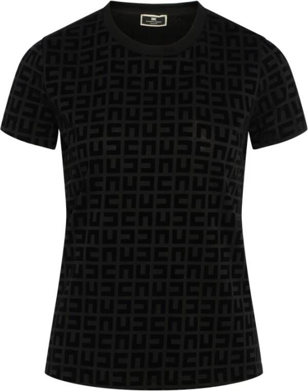 Elisabetta Franchi "Katoenen Logo T-Shirt" Zwart Dames